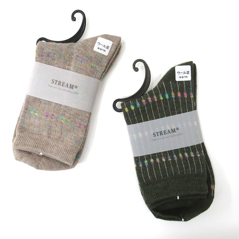 STREAM 裏段染め変形リブクルーソックス